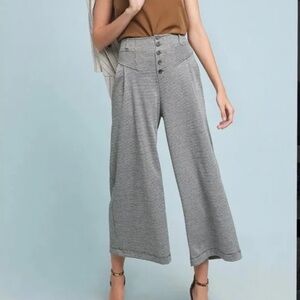 Anthropologie Maeve High-Waist Wide Leg Plaid Trousers - grey plaid - small
